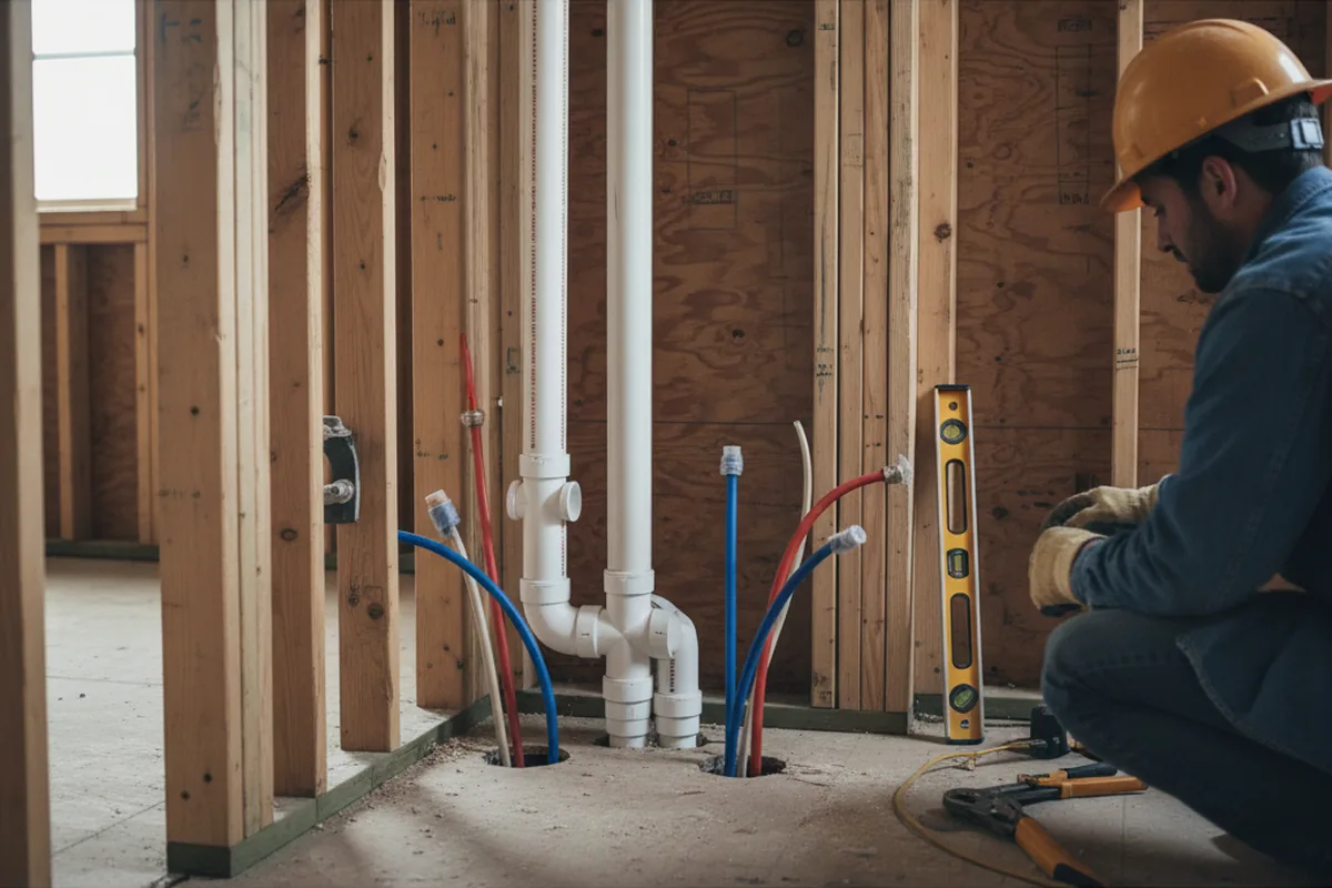 Drain and supply rough-in during Toilet Repair and Installation in Champlin