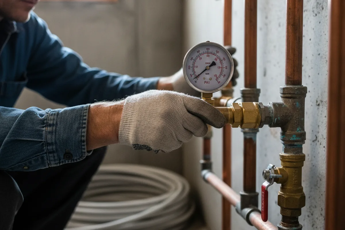 Pressure testing a repaired line during Water Line Repair in Champlin